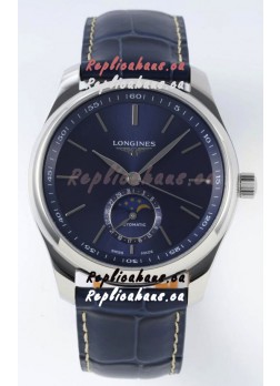 Longines Master Collection Automatic Moonphase Blue Dial Swiss Replica Watch Leather Strap