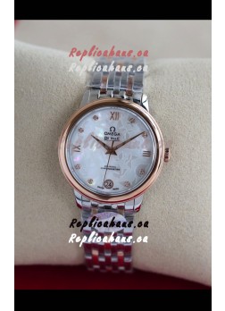 Omega De Ville Edition Swiss Automatic Watch in Two Tone Rose Gold White Dial 