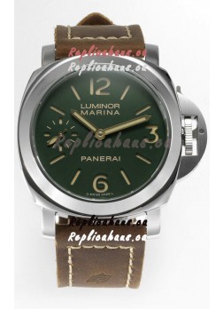 Panerai Luminor Marina 8 Days PAM00911 Green Dial 1:1 Mirror Quality - 904L Steel in Leather Strap
