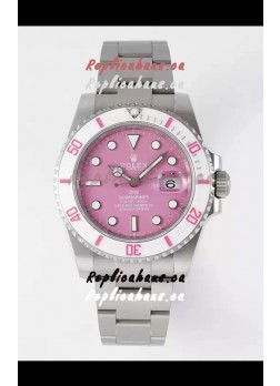 Rolex Submariner DiW Stainless Steel Casing White Ceramic Bezel Pink Dial Edition Watch 
