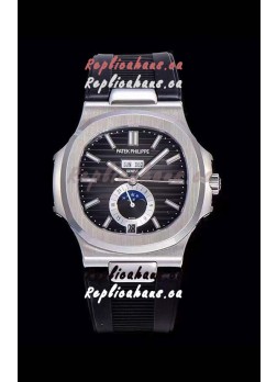 Patek Philippe Nautilus 5726A 1:1 Mirror Swiss Watch Black Dial Rubber Strap 