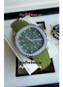 Patek Philippe Aquanaut 5267 Swiss Replica Green Dial in Stainless Steel Diamonds Bezel 38.5MM