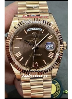Rolex Day Date Presidential 18K Rose Gold Watch 40MM - Brown Dial 1:1 Mirror Quality