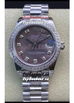 Rolex Datejust 178384 31MM Swiss Replica in 904L Steel in Grey Dial - 1:1 Mirror Replica