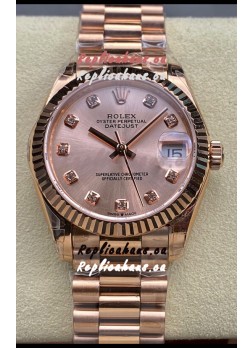 Rolex Datejust 31MM Swiss Watch in 904L Steel Rose Gold Dial 1:1 Mirror Replica