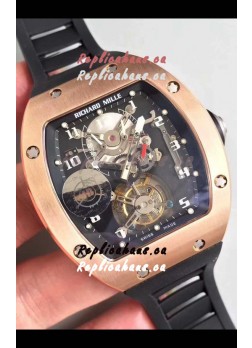Richard Mille RM001 Genuine Tourbillon Swiss Replica Watch in Rose Gold Casing