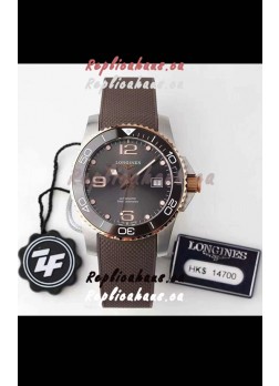 Longines HydroConquest 1:1 Swiss Replica Watch in Grey Dial Rubber Strap Rose Gold Bezel