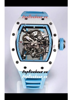 Richard Mille RM055 White Ceramic Casing 1:1 Mirror Replica Watch in Blue Strap
