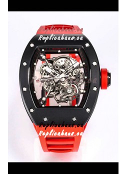 Richard Mille RM055 Black Ceramic Casing 1:1 Mirror Replica Watch in Red Strap