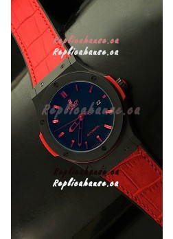 Hublot Big Bang Classic Fusion Ceramic Case Watch in Red Strap