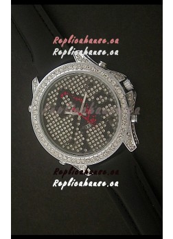 Five Time Zones J&C Imitations Japanese Watch in Full Diamonds