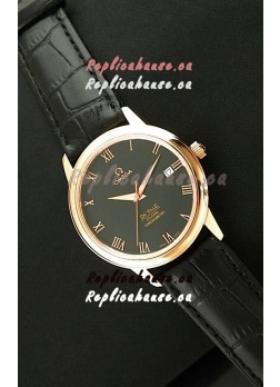 Omega DeVelie Co-Axial Chronometer Japanese Rose Gold Watch in Black Dial