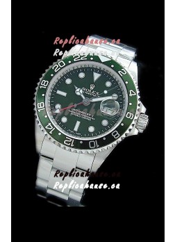 Rolex GMT Master II Swiss Replica Steel Watch in Green Dial