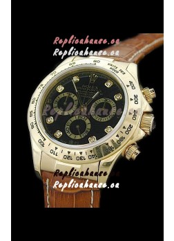 Rolex Daytona Cosmograph Swiss Replica Gold Watch in Diamond Hour Markers