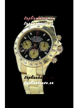 Rolex Daytona Cosmograph Swiss Replica Gold Watch in Black Dial