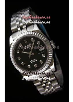 Rolex Datejust Mens Swiss Replica Watch in Black Dial