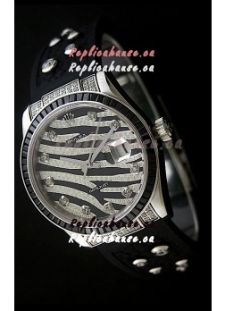 Rolex Datejust Mens Japanese Replica Leopard Watch in Diamand Markers