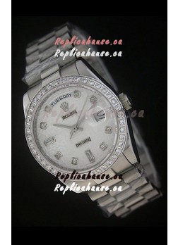 Rolex Day Date Just swiss Replica Silver White Watch