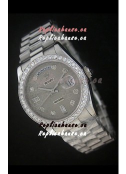Rolex Day Date Just swiss Replica Watch in Printed Grey Dial