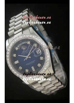 Rolex Day Date Just swiss Replica Watch in Dark Blue Dial