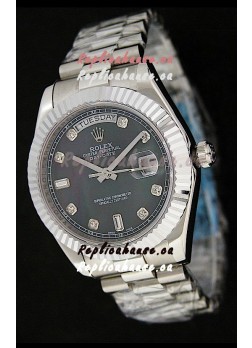 Rolex Oyster Perpetual Day Date Japanese Replica Watch in Black Mother of Pearl Dial
