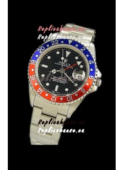 Rolex GMT Master II Swiss Replica Steel Watch in Red and Blue Bezel 