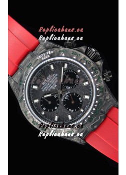 Rolex Daytona DiW Forged Cabon Casing 1:1 Mirror Replica with Red Strap 
