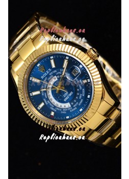 Rolex SkyDweller Swiss Watch in 18K Yellow Gold Case - DIW Edition Blue Dial 