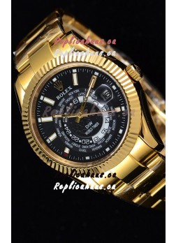 Rolex SkyDweller Swiss Watch in 18K Yellow Gold Case - DIW Edition Black Dial 