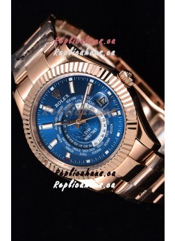Rolex SkyDweller Swiss Watch in 18K Rose Gold Case - DIW Edition Deep Blue Dial 