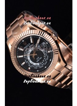 Rolex SkyDweller Swiss Watch in 18K Rose Gold Case - DIW Edition Black Dial 