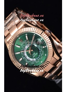 Rolex SkyDweller Swiss Watch in 18K Rose Gold Case - DIW Edition Green Dial 