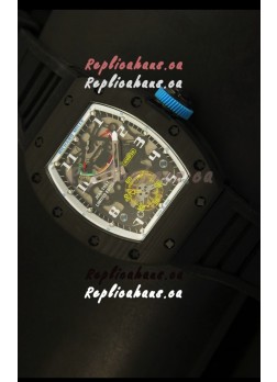 Richard Mille RM036 Jean Todt Forged Carbon Bezel Titanium Watch - All White/Blue Edition