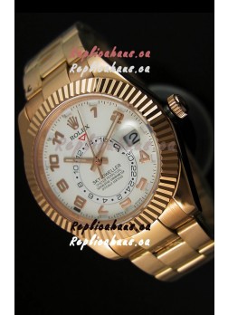 Rolex Sky-Dweller 18K Rose Gold Watch in White Dial Arabic Numerals